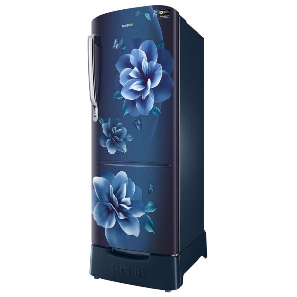 Samsung 223L 3 Star Inverter Direct Cool Single Door Refrigerator Appliance (RR24C2823CU Camellia Blue) Base Stand Drawer 2023 Model2