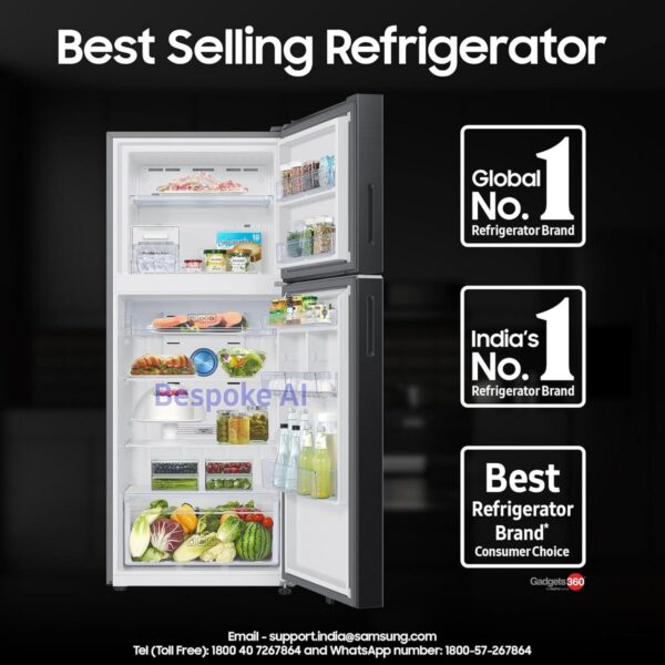 Samsung 396 L Convertible 5 in 1 Digital Inverter Frost Free Double Door Bespoke AI WiFi Enabled Refrigerator (RT41DG6A2BB1 Black Matte)3