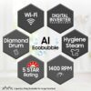 Samsung 8 kg 5 star Eco Bubble Technology AI Control Wi Fi Fully Automatic Front Load Washing Machine (WW80T504DAB1TL Hygiene Steam Black Caviar Awarded as Washing Machine Brand of the year)1