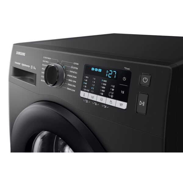 Samsung 8 kg Hygiene Steam with Inbuilt Heater Digital Inverter Fully Automatic Front Load Washing Machine (WW80TA046AB1TL Black)8