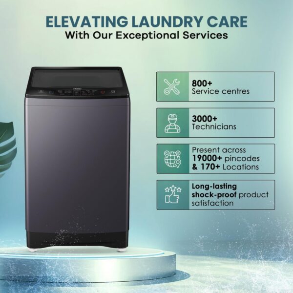 Haier 8 Kg 5 star Fully Automatic Top Loading Washing Machine HWM80 H826S6 Starry Silver 2024 Butterfly Shape Heater Oceanus Wave Drum Near Zero Pressure Toughened glass)5