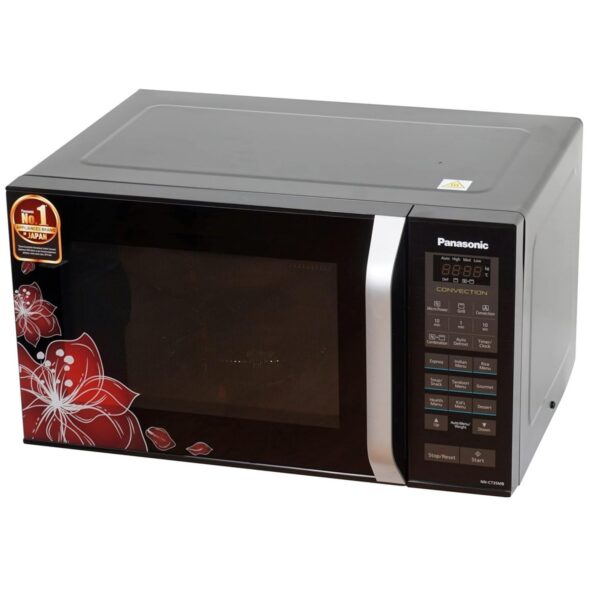 Panasonic 23 Litres Convection Microwave Oven (NN CT35MBFDG Black Floral 360° Heat Wrap Magic Grill 121 Auto Cook Menus)