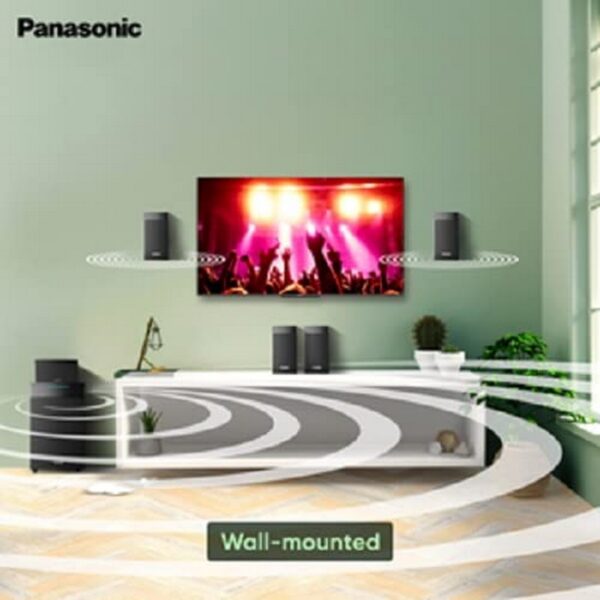 Panasonic SC HT550GW K 5 1 Ch Home Theatre with Real Surround Sound 150 W Bluetooth USB AUX RCA Powerful Subwoofer Wall mountable Speakers Remote for Volume & Bass Control (Black)3