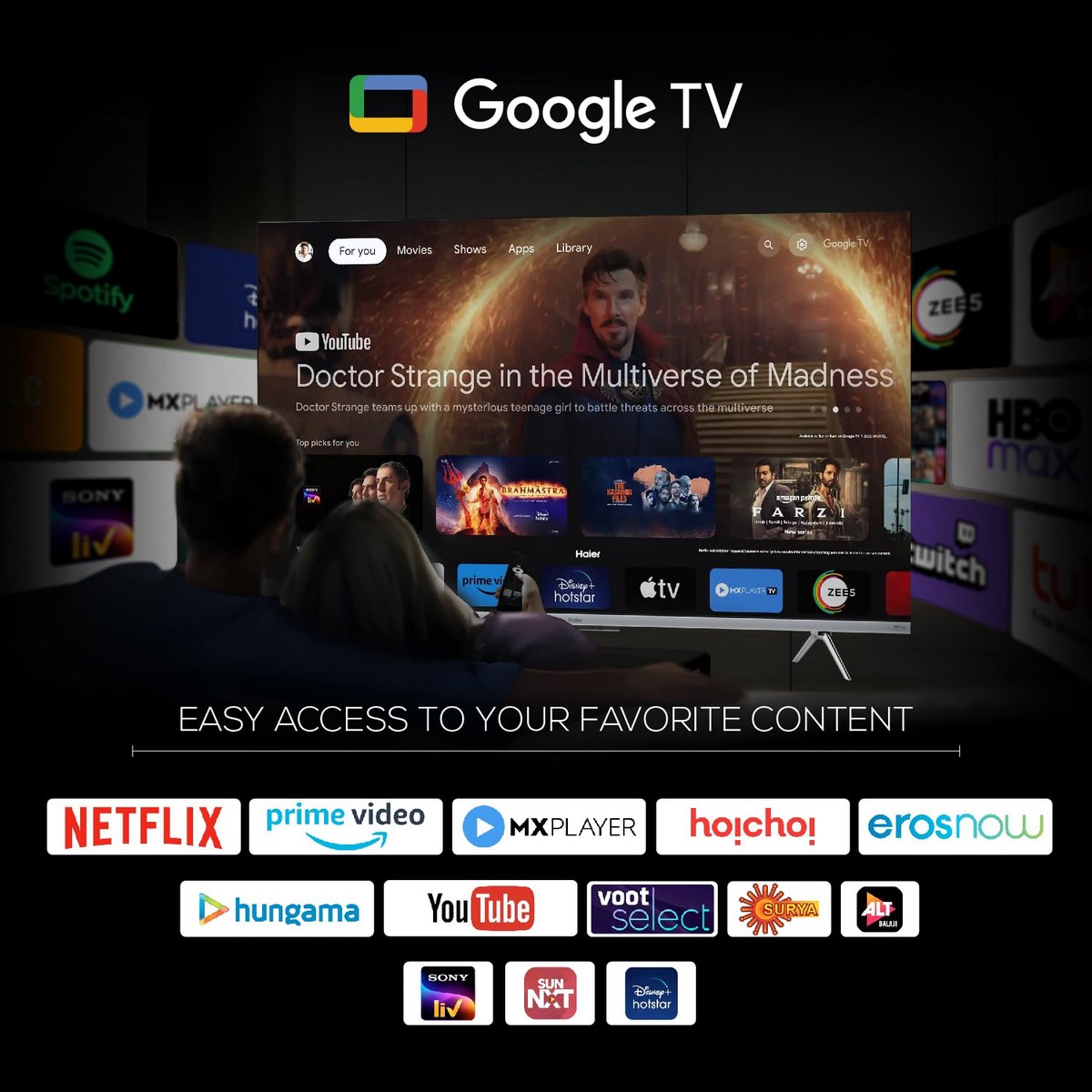 Haier 139 cm 55 inches UHD Smart Google TV with Hands free voice control 55P7GT GREY3