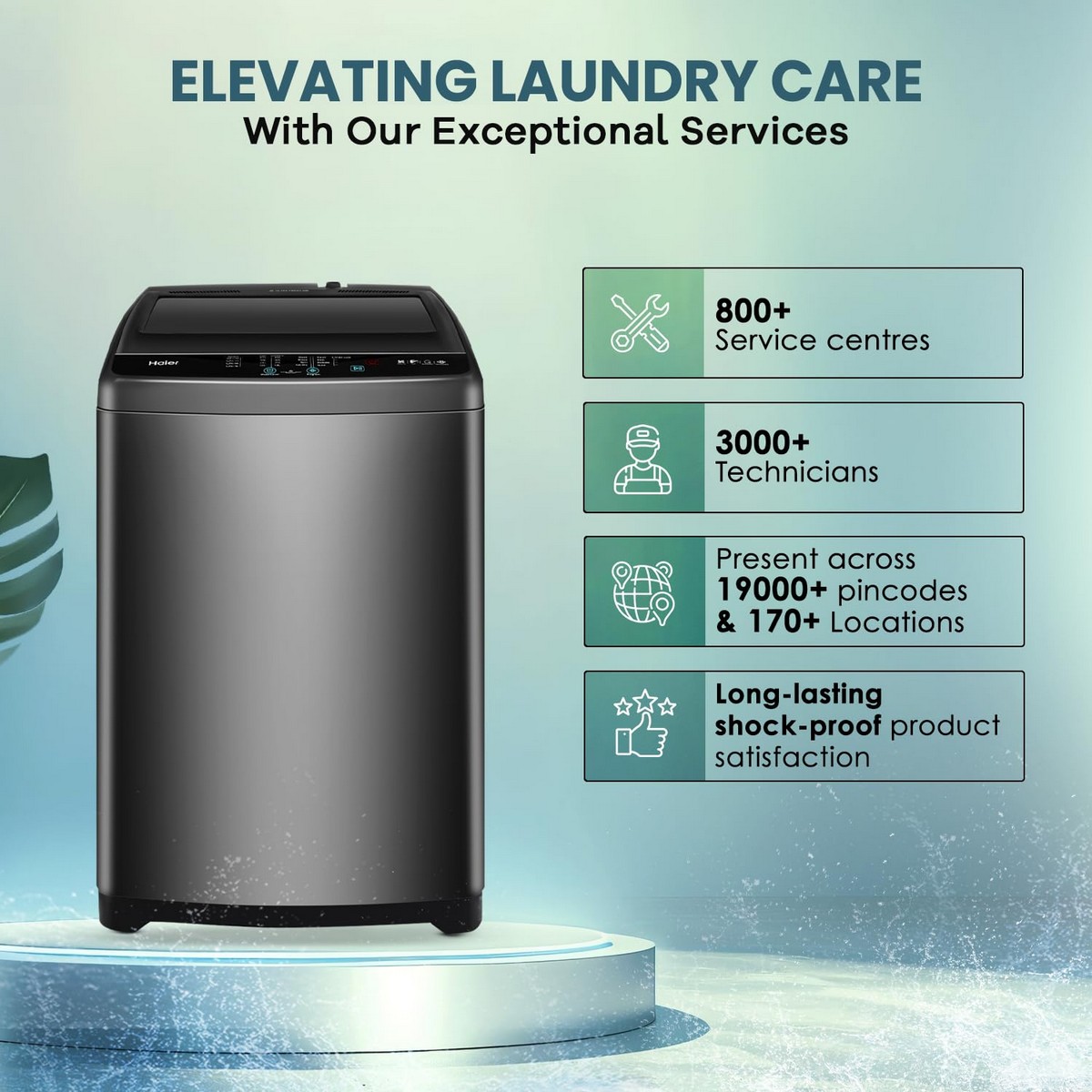 Haier 7 Kg 5 Star Oceanus Wave Technology Toughened Glass Fully Automatic Top Loading Washing Machine HWM70 306S8 Ultra Fresh Air Near Zero Pressure Dark Jade Silver4