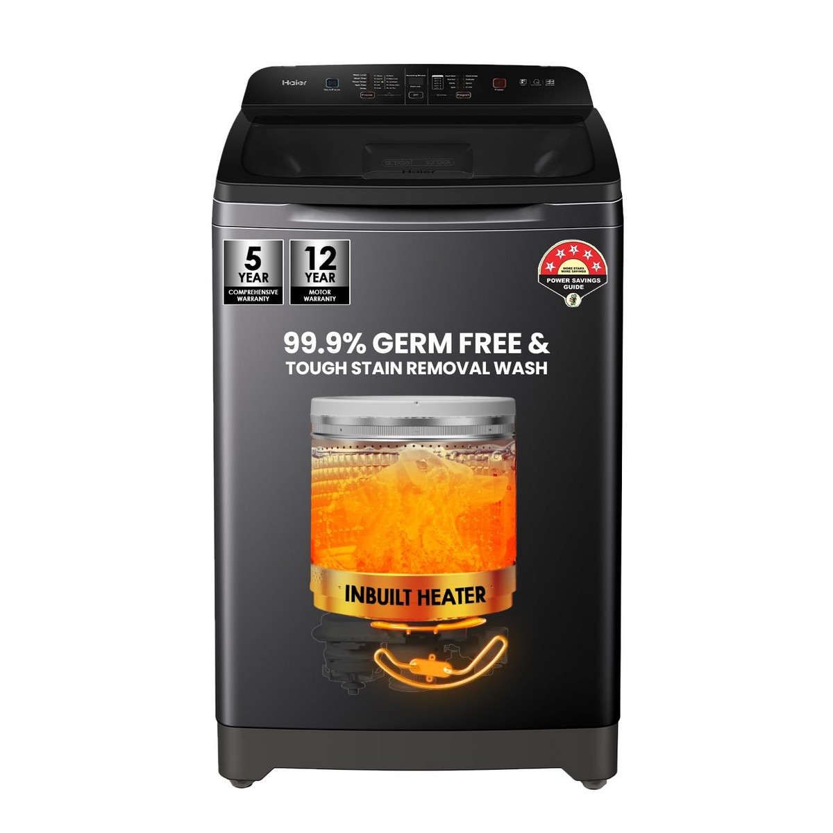 Haier 9 Kg 5 Star Oceanus Wave Technology Toughened Glass Fully Automatic Top Loading Washing Machine HWM90 H678ES8 Inbuilt Heater Near Zero Pressure Dark Jade Silver