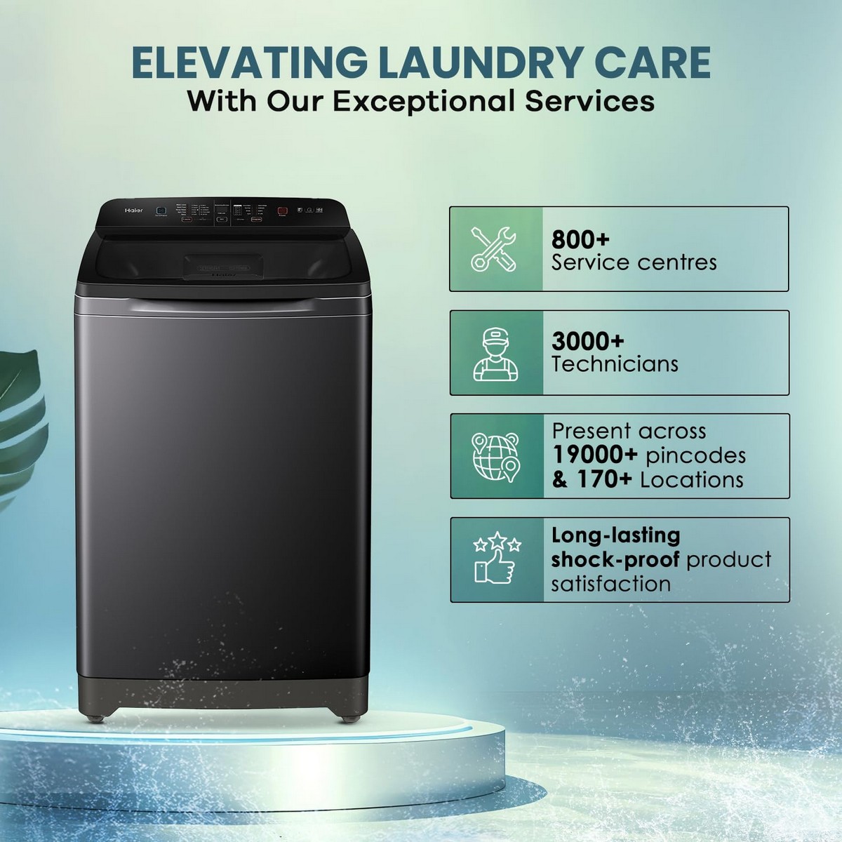 Haier 9 Kg 5 Star Oceanus Wave Technology Toughened Glass Fully Automatic Top Loading Washing Machine HWM90 H678ES8 Inbuilt Heater Near Zero Pressure Dark Jade Silver4