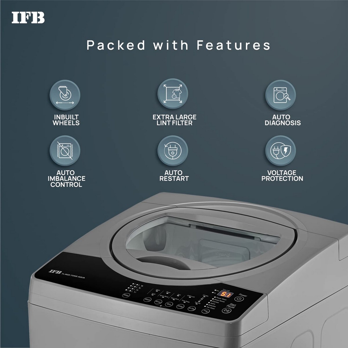 IFB 7 Kg 5 Star Fully Automatic Top Loading Washing Machine TL RGS Aqua Grey Auto Imbalance System 3D Wash Technology4
