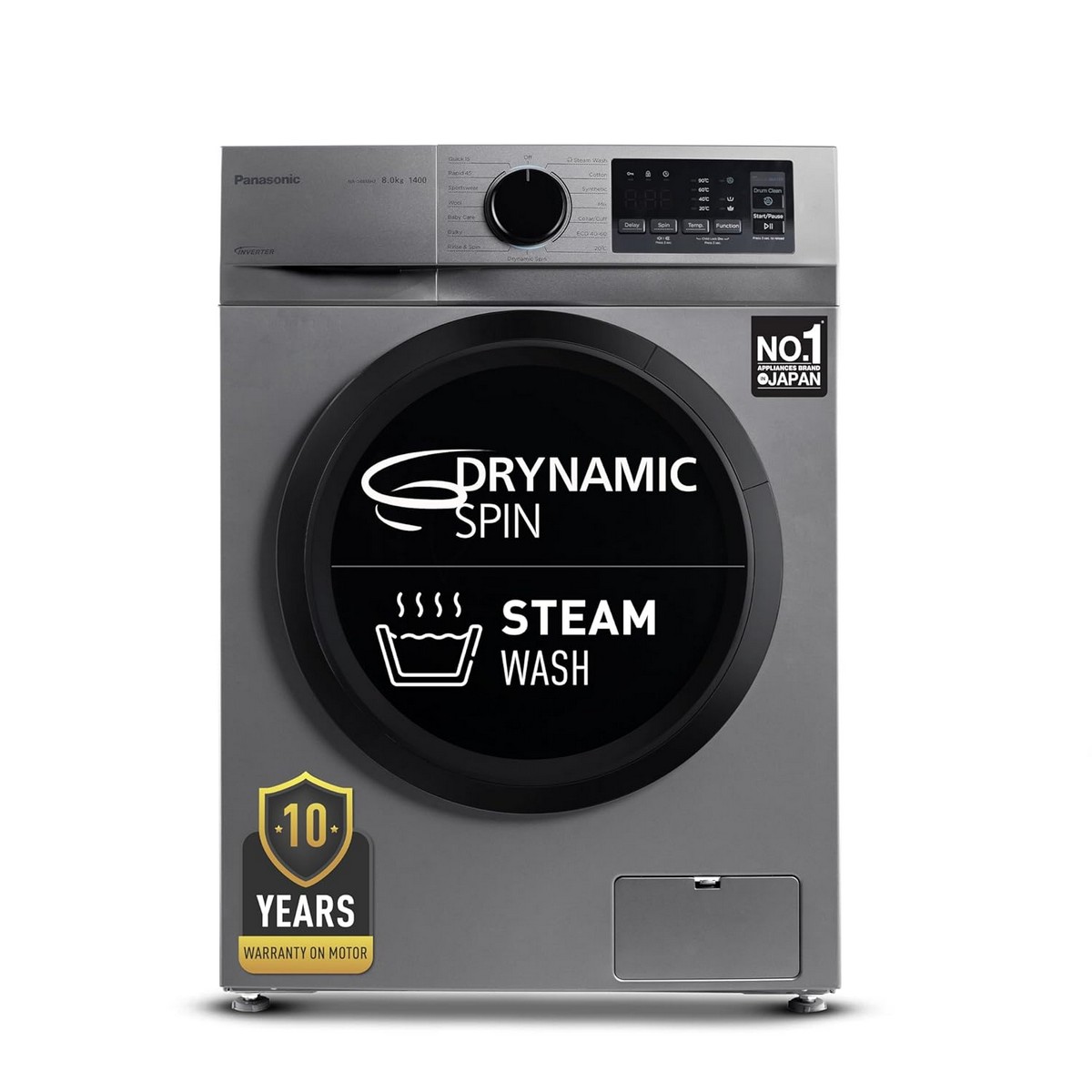 Panasonic 8 Kg 5 Star Front Load Washing Machine With In Built heater NA 148MG2L01 Dark Silver
