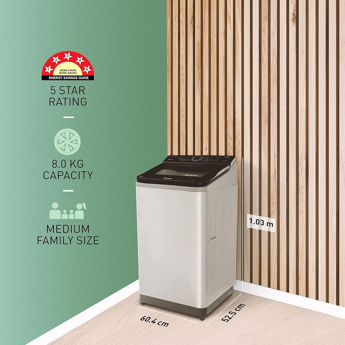 Panasonic 8 kg with Wi Fi Enabled Fully Automatic Top Load Washing Machine with In built Heater Silver NA F80V10SRB2