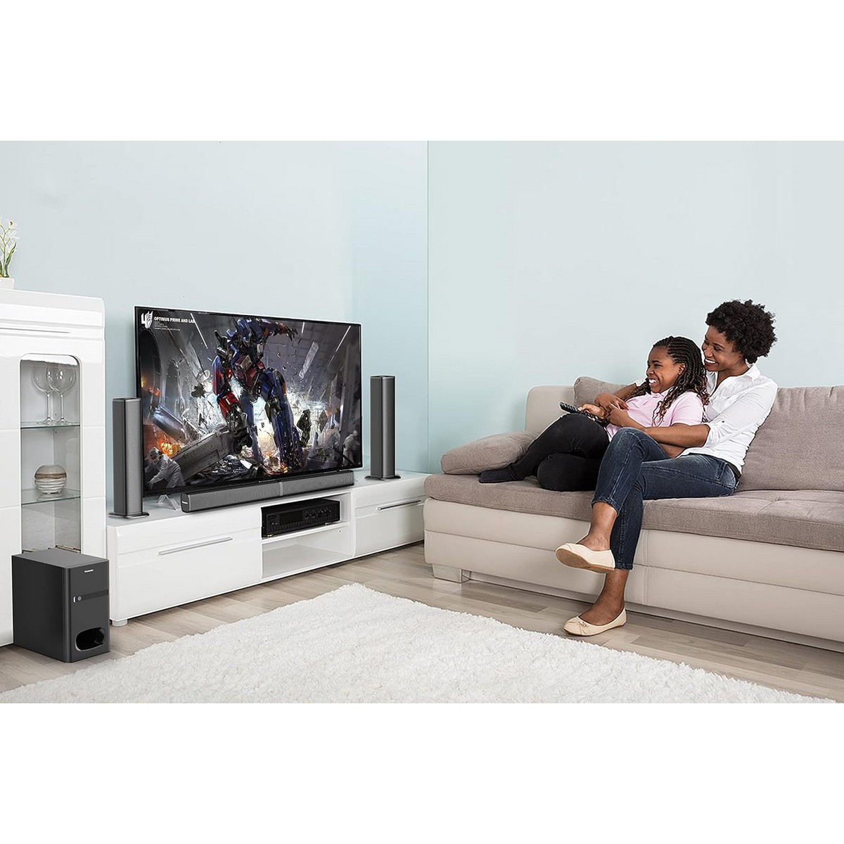 Panasonic SC HT480GW K 4.1 Ch Convertible Soundbar 100 W Deep Bass Sound Bluetooth USB RCA AUX Inputs Wall Mountable Remote Control Black4