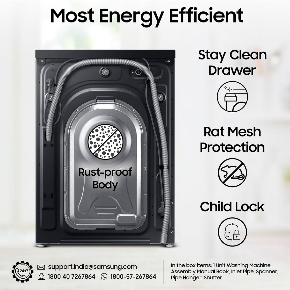 Samsung 12 kg 5 Star AI Ecobubble Super Speed Wi Fi Hygiene Steam with Inbuilt Heater Digital Inverter Fully Automatic Front Load Washing Machine WW12DG5B24ABTL Black5