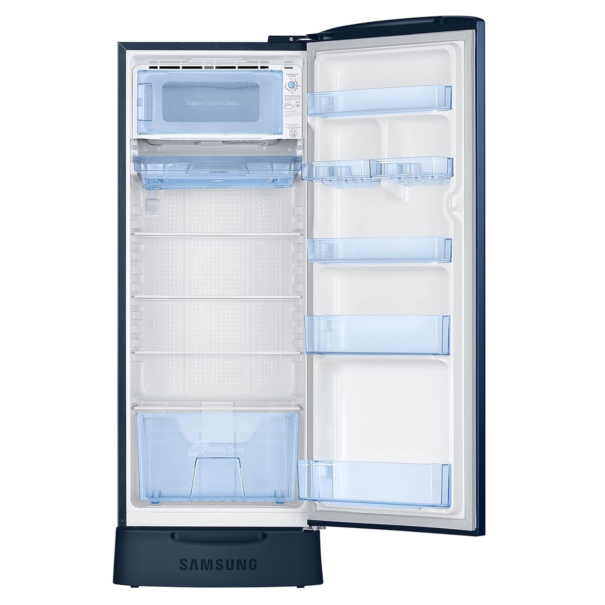 Samsung 223L 3 Star Inverter Direct Cool Single Door Refrigerator Appliance RR24C2823CU Camellia Blue Base Stand Drawer 2023 Model1