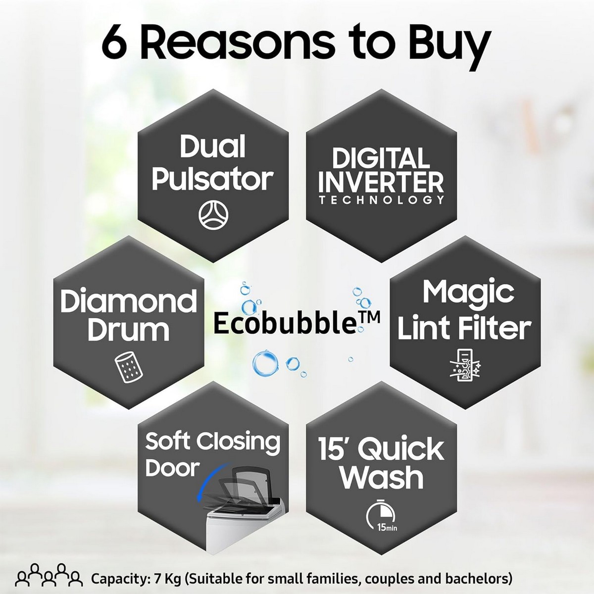 Samsung 7 kg 5 star Ecobubble Digital Inverter Fully Automatic Top Load Washing Machine WA70BG4441YYTL Lavender Gray1