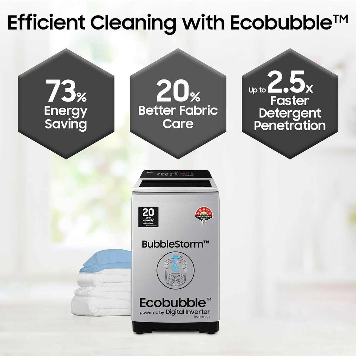 Samsung 7 kg 5 star Ecobubble Digital Inverter Fully Automatic Top Load Washing Machine WA70BG4441YYTL Lavender Gray2