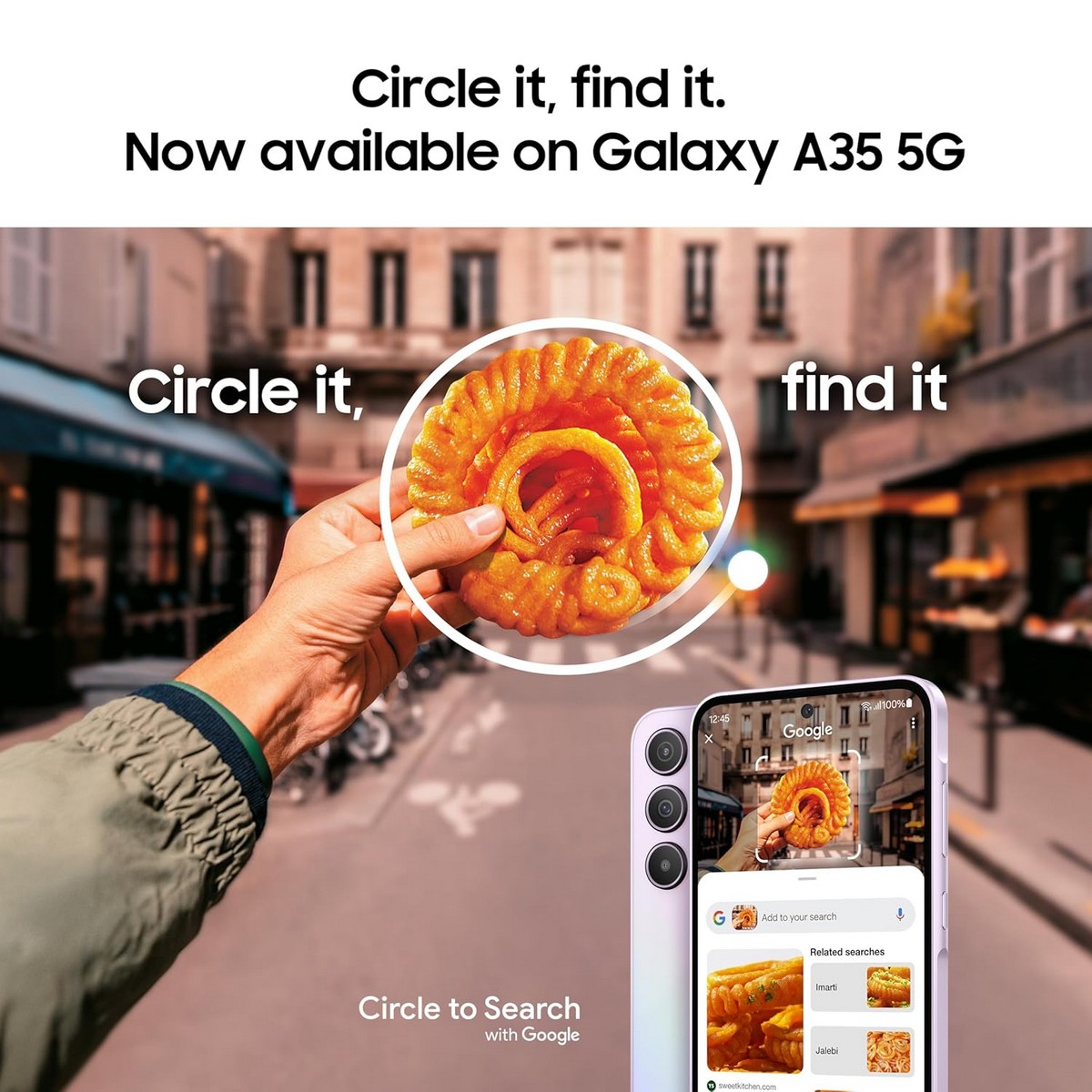Samsung Galaxy A35 5G Awesome Iceblue 8GB RAM 128GB Storage Premium Glass Back 50 MP Main Camera OIS Nightography IP67 Corning Gorilla Glass Victus sAMOLED with Vision Booster1